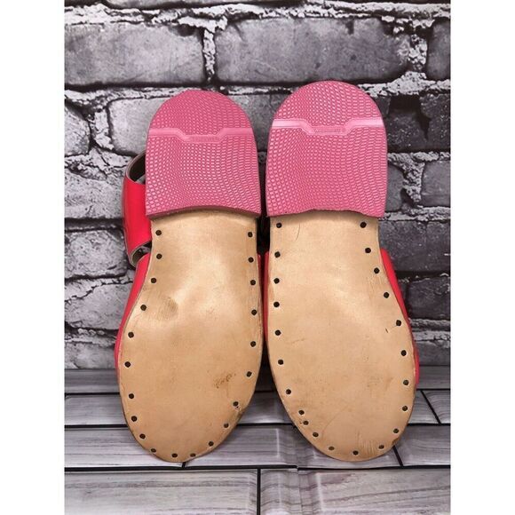 Hot Pink Patent Leather Handmade Ankle Strap Clogs Shoes Women Sz 38EU/7.5M US - Picture 12 of 16